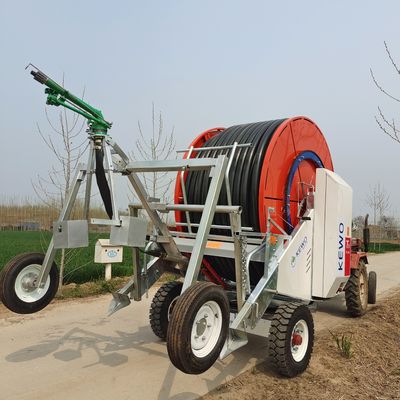 Agricultura Máquina de irrigação de mangueira de viagem com bobina de pulverização com material plástico