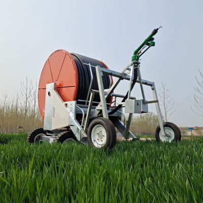 Agricultura Máquina de irrigação de mangueira de viagem com bobina de pulverização com material plástico
