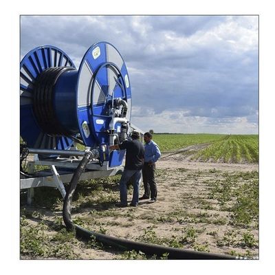 Irrigação por gotejamento de 75 cm de diâmetro Agricultura Pistola de chuva autopropulsada Sprinkler Sistema de bobina de mangueira para irrigação consistente