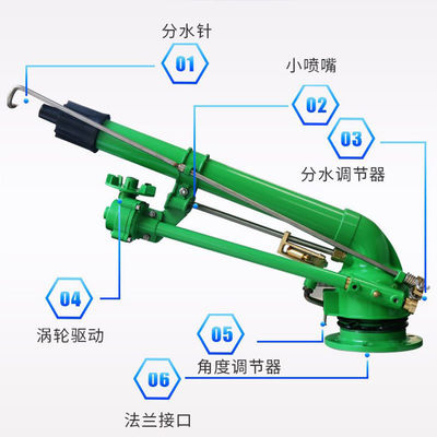Pistola de pulverização rotativa automática de longo alcance 50 Turbo Vortex Spray Gun para pulverização agrícola Outros sistemas de irrigação