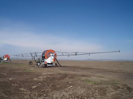 Avançado 75 cm Diâmetro Agricultura Irrigação Pistola de chuva de viagem com Boom Cart Truss Boom System