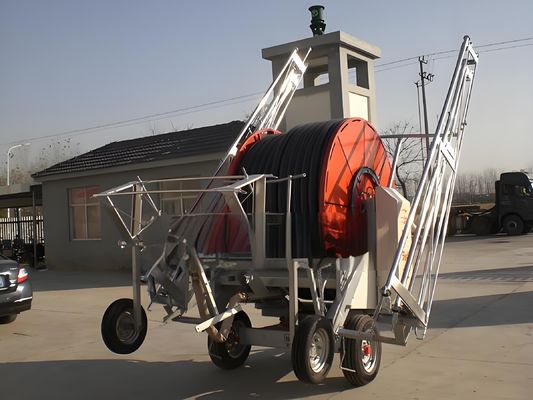 Diâmetro 2360 cm Agricultura Viagem Roda de água móvel Pistola de chuva grande Mangueira bobina Sprinkler Sistema de irrigação com boom