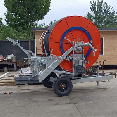 JP-75-300 Sistema de irrigação de fazenda Regular velocidade mangueira bobina e espumante de arma de chuva para máquina de irrigação de viagem de metal