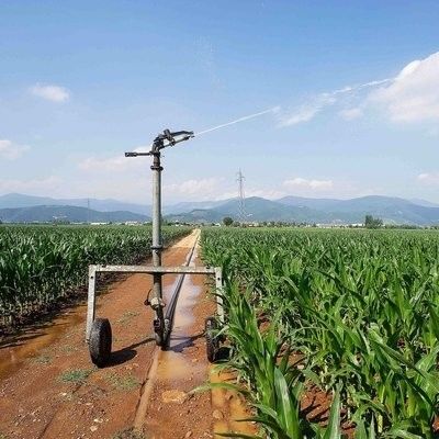 Irrigador de bobina de mangueira Equipamento de rega automático versátil com padrões de pulverização ajustáveis Diâmetro 236cm Tecnologia IoT