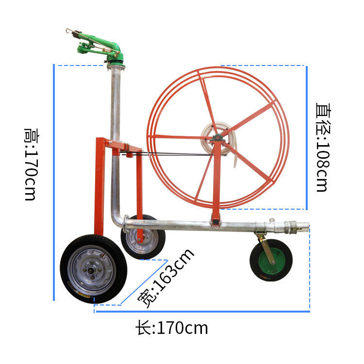 Jardinagem Metal Caminhão móvel de irrigação de terras agrícolas com pistolas de chuva pesada Sprinkler e bobinas de mangueira de jardim